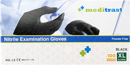 POWDER FREE NITRILE EXAMINATION GLOVES BLACK ΕΞΕΤΑΣΤΙΚΑ ΜΑΥΡΑ ΓΑΝΤΙΑ ΝΙΤΡΙΛΙΟΥ ΧΩΡΙΣ ΠΟΥΔΡΑ 100 ΤΕΜΑΧΙΑ - XLARGE MEDITRAST από το PHARM24