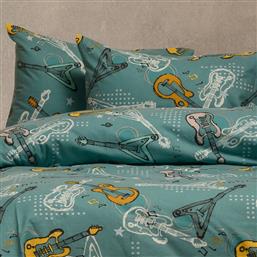 ΣΕΝΤΟΝΙ ΦΑΝΕΛΕΝΙΟ ΗΜΙΔΙΠΛΟ (ΣΕΤ 2 ΤΜΧ) 120X200+30 WINTER KIDS MUSIC PETROL ΜΕ ΛΑΣΤΙΧΟ (120X200+30) MELINEN