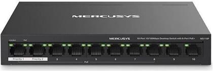 MS110P NETWORK SWITCH UNMANAGED L2 10-PORT 10/100 MBPS DESKTOP WITH 8-PORT POE+ MERCUSYS