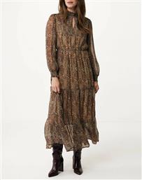 LONG SLEEVE SMOCKED BODY MAXI DRESS MEXX