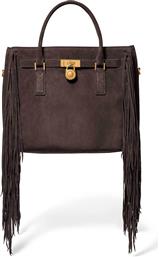 ΓΥΝΑΙΚΕΙΑ SUEDE ΤΣΑΝΤΑ ΧΕΙΡΟΣ ΜΕ ΚΡΟΣΣΙΑ ''HAMILTON LARGE'' - 30F5ANXS3S ΚΑΦΕ ΣΚΟΥΡΟ MICHAEL KORS