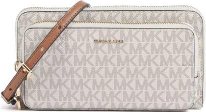 ΓΥΝΑΙΚΕΙΑ ΤΣΑΝΤΑ CROSSBODY ΜΕ ALL-OVER MONOGRAM ΚΑΙ ΜΕΤΑΛΛΙΚΟ ΛΟΓΟΤΥΠΟ ''JET SET'' - 32F5GJ6C7B ΕΚΡΟΥ MICHAEL KORS