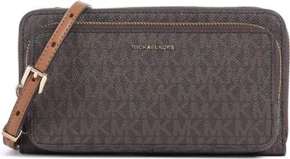 ΓΥΝΑΙΚΕΙΑ ΤΣΑΝΤΑ CROSSBODY ΜΕ ALL-OVER MONOGRAM ΚΑΙ ΜΕΤΑΛΛΙΚΟ ΛΟΓΟΤΥΠΟ ''JET SET'' - 32F5GJ6C7B ΚΑΦΕ MICHAEL KORS