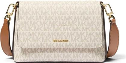 ΓΥΝΑΙΚΕΙΑ ΤΣΑΝΤΑ CROSSBODY ΜΕ ALL-OVER MONOGRAM ΚΑΙ ΜΕΤΑΛΛΙΚΟ ΛΟΓΟΤΥΠΟ ''NESSA'' - 30T5G8ZM1B ΕΚΡΟΥ MICHAEL KORS