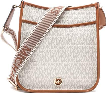 ΓΥΝΑΙΚΕΙΑ ΤΣΑΝΤΑ CROSSBODY ΜΕ ALL-OVER MONOGRAM PRINT ΚΑΙ ΜΕΤΑΛΛΙΚΟ ΜΟΝΟΓΡΑΜΜΑ ''LUISA'' - 30R4G99M3V ΕΚΡΟΥ MICHAEL KORS