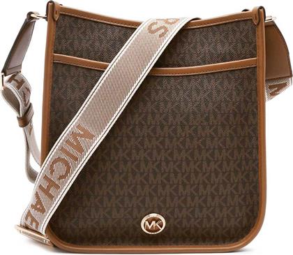 ΓΥΝΑΙΚΕΙΑ ΤΣΑΝΤΑ CROSSBODY ΜΕ ALL-OVER MONOGRAM PRINT ΚΑΙ ΜΕΤΑΛΛΙΚΟ ΜΟΝΟΓΡΑΜΜΑ ''LUISA'' - 30R4G99M3V ΚΑΦΕ MICHAEL KORS