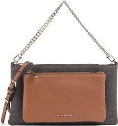 ΓΥΝΑΙΚΕΙΑ ΤΣΑΝΤΑ CROSSBODY/ΩΜΟΥ ΜΕ ALL-OVER MONOGRAM ΚΑΙ ΜΕΤΑΛΛΙΚΟ ΛΟΓΟΤΥΠΟ ''JET SET'' - 32F5GJ6C8B ΚΑΦΕ MICHAEL KORS
