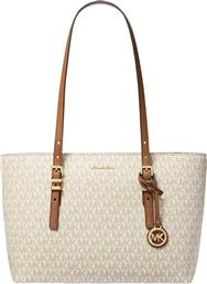 ΓΥΝΑΙΚΕΙΑ ΤΣΑΝΤΑ TOTE ΜΕ ALL-OVER MONOGRAM ΚΑΙ ΜΕΤΑΛΛΙΚΟ ΛΟΓΟΤΥΠΟ ''QUINN'' - 30T5GQNT2B ΕΚΡΟΥ MICHAEL KORS