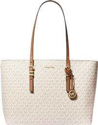 ΓΥΝΑΙΚΕΙΑ ΤΣΑΝΤΑ TOTE ΜΕ ALL-OVER MONOGRAM ΚΑΙ ΜΕΤΑΛΛΙΚΟ ΛΟΓΟΤΥΠΟ ''QUINN'' - 30T5GQNT9B ΕΚΡΟΥ MICHAEL KORS