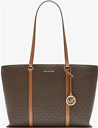 ΓΥΝΑΙΚΕΙΑ ΤΣΑΝΤΑ TOTE ΜΕ ALL-OVER TONE-ON-TONE MONOGRAM PRINT ΚΑΙ ΜΕΤΑΛΛΙΚΕΣ ΛΕΠΤΟΜΕΡΕΙΕΣ ''TEMPLE'' - 30R4G1LT3B ΚΑΦΕ MICHAEL KORS