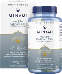 MOREPA PLATINUM ELITE + VITAMIN D3 1000IU ΣΥΜΠΛΗΡΩΜΑ ΔΙΑΤΡΟΦΗΣ ΥΨΗΛΗΣ ΚΑΘΑΡΟΤΗΤΑΣ & ΣΥΓΚΕΝΤΡΩΣΗΣ ΠΛΟΥΣΙΟ ΣΕ Ω3 ΛΙΠΑΡΑ ΟΞΕΑ & ΒΙΤΑΜΙΝΗ D3 ΓΙΑ ΤΗΝ ΚΑΛΗ ΛΕΙΤΟΥΡΓΙΑ ΤΟΥ ΚΑΡΔΙΑΓΓΕΙΑΚΟΥ ΣΥΣΤΗΜΑΤΟΣ, ΟΣΤΩΝ ΜΥΩΝ & ΑΝΟΣΟΠΟΙΗΤΙΚΟΥ 60 SOFTGELS MINAMI