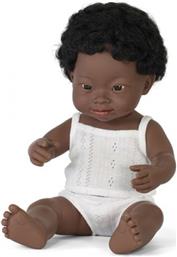ΚΟΥΚΛΑ MINILAND AFRICAN BOY DOWN SYNDROME 38CM ΜΕ ΕΣΩΡΟΥΧΑ MINILAND DOLLS