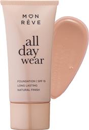 ALL DAY WEAR MATTE FOUNDATION SPF15 WITH MEDIUM TO HIGH COVERAGE FOUNDATION ΓΙΑ ΜΕΤΡΙΑ ΠΡΟΣ ΥΨΗΛΗ ΚΑΛΥΨΗ & ΦΥΣΙΚΟ ΜΑΤ ΑΠΟΤΕΛΕΣΜΑ 35ML - 105 MON REVE