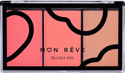 BLUSH ON! TRIO PALETTE ΤΡΙΠΛΗ ΠΑΛΕΤΑ ΡΟΥΖ 3 X 3,3G - NO 01 PEACHY MON REVE