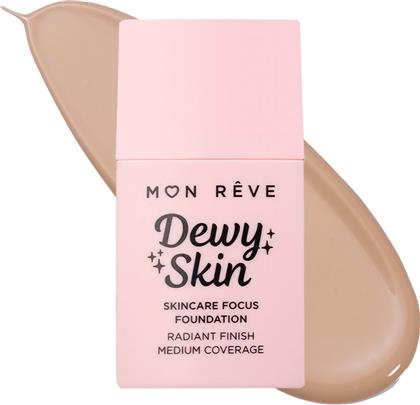 DEWY SKIN FOUNDATION ΜΕΣΑΙΑΣ ΚΑΛΥΨΗΣ ΓΙΑ ΛΑΜΠΕΡΟ ΤΕΛΕΙΩΜΑ 30ML - 21C MON REVE