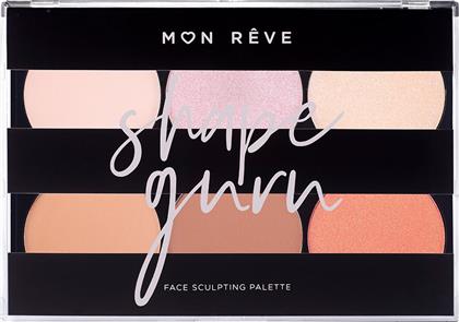 SHAPE GURU FACE SCULPTING PALETTE ΠΑΛΕΤΑ ΣΜΙΛΕΥΣΗΣ ΠΡΟΣΩΠΟΥ ΜΕ HIGHLIGHTER, CONTOUR & BLUSH 1 ΤΕΜΑΧΙΟ - 01 LIGHT MON REVE