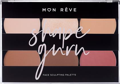 SHAPE GURU FACE SCULPTING PALETTE ΠΑΛΕΤΑ ΣΜΙΛΕΥΣΗΣ ΠΡΟΣΩΠΟΥ ΜΕ HIGHLIGHTER, CONTOUR & BLUSH 1 ΤΕΜΑΧΙΟ - 03 DEEP MON REVE