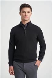 ΑΝΔΡΙΚΟ ΠΛΕΚΤΟ ΒΑΜΒΑΚΕΡΟ HALF ZIP 252-40-3400-4333-8 ΜΑΥΡΟ MONTE NAPOLEONE