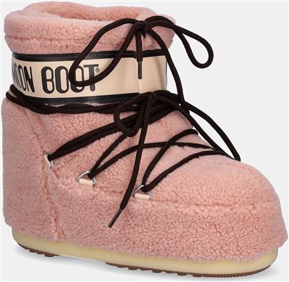 ΜΠΟΤΕΣ ΧΙΟΝΙΟΥ MB ICON LOW FLEECE ΧΡΩΜΑ: ΡΟΖ, 80D1409700 J001 MOON BOOT