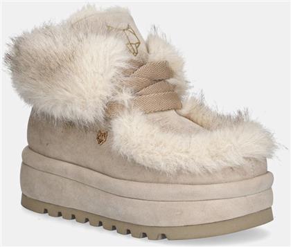 ΜΠΟΤΕΣ ΧΙΟΝΙΟΥ BAMBI ΧΡΩΜΑ: ΜΠΕΖ, BAMBI FAUX FUR SUEDE ICE NAKED WOLFE