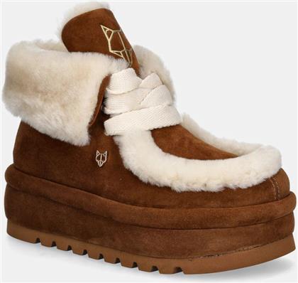 ΜΠΟΤΕΣ ΧΙΟΝΙΟΥ ΣΟΥΕΤ BAMBI ΧΡΩΜΑ: ΜΠΕΖ, BAMBI SUEDE SHEARLING TAN NAKED WOLFE