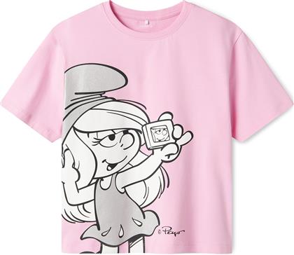 T-SHIRT FLEUR SMURFS 13241788 ΡΟΖ REGULAR FIT NAME IT
