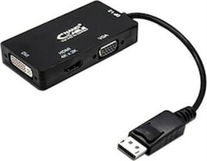 ΑΝΤΑΠΤΟΡΑΣ DISPLAYPORT ΣΕ VGA/DVI/HDMI 3 EN 1 10.16.3301-BK ΜΑΥΡΟ NANOCABLE