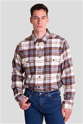 ΑΝΔΡΙΚΟ ΠΟΥΚΑΜΙΣΟ FLANNEL BUTTON DOWN ΜΕ ΚΑΡΟ ΣΧΕΔΙΟ ΚΑΙ FLAP ΤΣΕΠΕΣ - W47309 ΚΑΦΕ NAUTICA