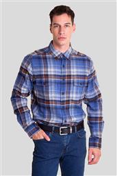 ΑΝΔΡΙΚΟ ΠΟΥΚΑΜΙΣΟ FLANNEL BUTTON DOWN ΜΕ ΚΑΡΟ ΣΧΕΔΙΟ ΚΑΙ FLAP ΤΣΕΠΕΣ - W47310 ΜΠΛΕ NAUTICA