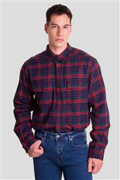 ΑΝΔΡΙΚΟ ΠΟΥΚΑΜΙΣΟ FLANNEL BUTTON DOWN ΜΕ ΚΑΡΟ ΣΧΕΔΙΟ ΚΑΙ FLAP ΤΣΕΠΕΣ - W47317 ΜΠΛΕ ΣΚΟΥΡΟ NAUTICA