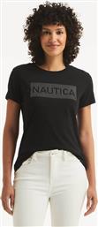 ΓΥΝΑΙΚΕΙΟ T-SHIRT ΜΕ ΛΟΓΟΤΥΠΟ ΑΠΟ ΣΤΡΑΣ CLASSIC FIT - 38V107 ΜΑΥΡΟ NAUTICA