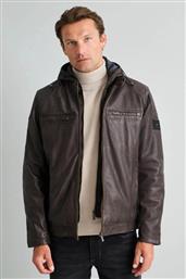 ΑΝΔΡΙΚΟ ΔΕΡΜΑΤΙΝΟ ΜΠΟΥΦΑΝ 24HA.001/2.2 DARK BROWN ΚΑΦΕ NAVY & GREEN