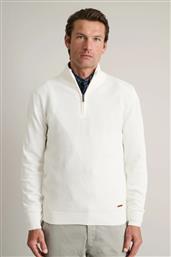 ΑΝΔΡΙΚΟ ΠΛΕΚΤΟ ΒΑΜΒΑΚΕΡΟ HALF ZIP 24YM.1009/LZ OFF WHITE ΕΚΡΟΥ NAVY & GREEN