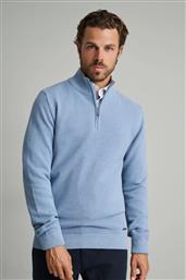 ΑΝΔΡΙΚΟ ΠΛΕΚΤΟ ΒΑΜΒΑΚΕΡΟ HALF ZIP 24YM.1017/LZ LIGHT BLUE ΣΙΕΛ NAVY & GREEN