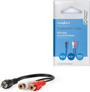 CAGB24010BK02 SUBWOOFER CABLE RCA MALE - 2X RCA FEMALE 0.20M BLACK NEDIS