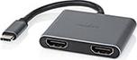 CCGP64670BK01 USB MULTI-PORT ADAPTER USB-C MALE - 2X HDMI 0.10M BLACK NEDIS