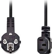 CEGL10020BK30 ANGLED POWER CABLE PLUG WITH EARTH CONTACT MALE - IEC-320-C13 3.00M BLACK NEDIS