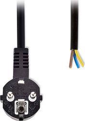 CEGL11918BK POWER CABLE ANGLED PLUG WITH EARTH CONTACT MALE - OPEN 1.80M BLACKP NEDIS