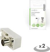 CSGP40920WT IEC (COAX) CONNECTOR ANGLED FEMALE - SQUARE DESIGN - 2 PIECES WHITE NEDIS