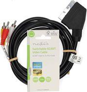 CVGL31130BK20 SCART CABLE SCART MALE - 3X RCA MALE 2.00M BLACK NEDIS
