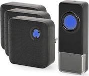 DOORB310BK3 WIRELESS DOORBELL SET WITH 3 RECEIVERS AND 58 MELODIES BLACKP NEDIS