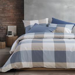 ΣΕΝΤΟΝΙΑ KING SIZE (ΣΕΤ) 180X200+35 CASUAL CHECK DENIM ΜΕ ΛΑΣΤΙΧΟ (180X200+35) NEF NEF