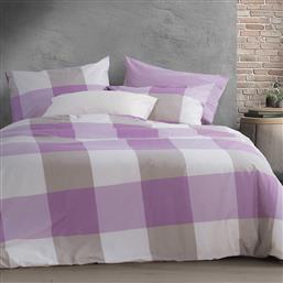ΣΕΝΤΟΝΙΑ KING SIZE (ΣΕΤ) 180X200+35 CASUAL CHECK MAUVE ΜΕ ΛΑΣΤΙΧΟ (180X200+35) NEF NEF
