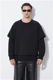 ΜΠΛΟΥΖΑ SLIM DROPPED SHOULDER DOUBLE LAYER SWEATSHIRT ΧΡΩΜΑ: ΜΑΥΡΟ, MY72251R-Y501-001N NEIL BARRETT