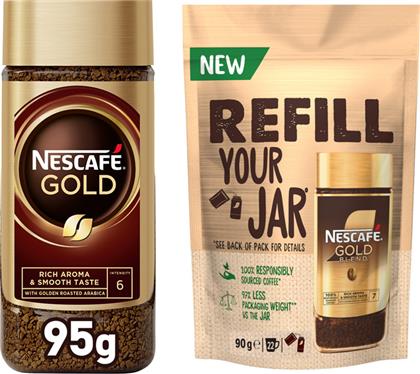 ΣΤΙΓΜΙΑΙΟΣ ΚΑΦΕΣ GOLD BLEND NESCAFE (95 G) + GOLD BLEND REFILL NESCAFE (90 G) NESTLE από το e-FRESH