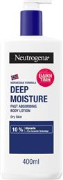 PROMO DEEP MOISTURE FAST ABSORBING BODY LOTION ΓΑΛΑΚΤΩΜΑ ΣΩΜΑΤΟΣ ΓΙΑ ΒΑΘΙΑ ΕΝΥΔΑΤΩΣΗ & ΑΜΕΣΗ ΑΠΟΡΡΟΦΗΣΗ ΜΕ ΑΝΤΛΙΑ 400ML NEUTROGENA