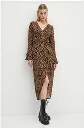 ΦΟΡΕΜΑ LEOPARD SHEER WRAP DRESS ΧΡΩΜΑ: ΚΑΦΕ, NL28459 NEVER FULLY