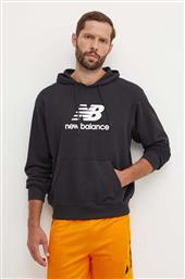 ΜΠΛΟΥΖΑ SPORT ESSENTIALS ΧΡΩΜΑ: ΜΑΥΡΟ, ΜΕ ΚΟΥΚΟΥΛΑ, MT41501BK NEW BALANCE