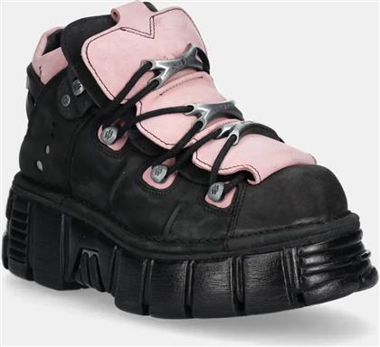 NUBUCK SNEAKERS NOBUCK NEGRO + NOBUCK ROSA + TOWER NEGRO LATERAL ΧΡΩΜΑ: ΜΑΥΡΟ, M-106-C26 NEW ROCK