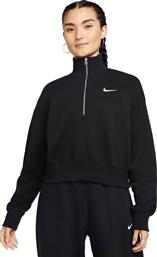 W NSW PHNX FLC QZ CROP DQ5767-010 ΜΑΥΡΟ NIKE από το ZAKCRET SPORTS